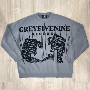 Grey Five Nine G59 Doin Time Grey Knit Sweater $uicideBoy$ Grunge Rap Large